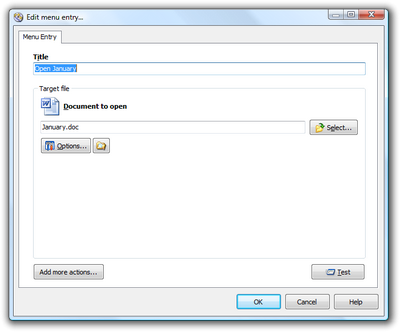 Edit autorun menu: edit document menu entry dialog. Click to enlarge...