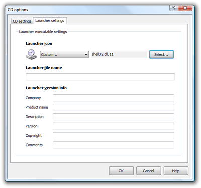 Autorun launcher custom icon option: click Select button to browse for icons on your computer or drag & drop any icon from your desktop. Click to enlarge...