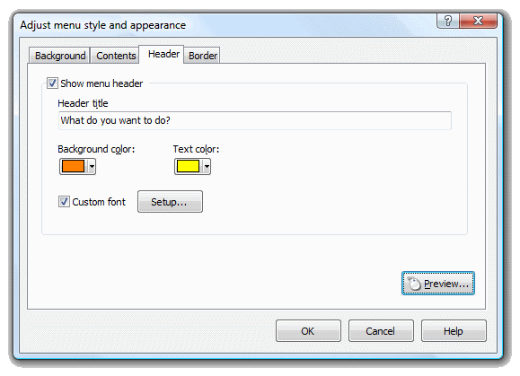 Setup autorun menu design: customize menu header