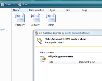 Edit autorun menu: drag documents from Explorer. Click to enlarge...